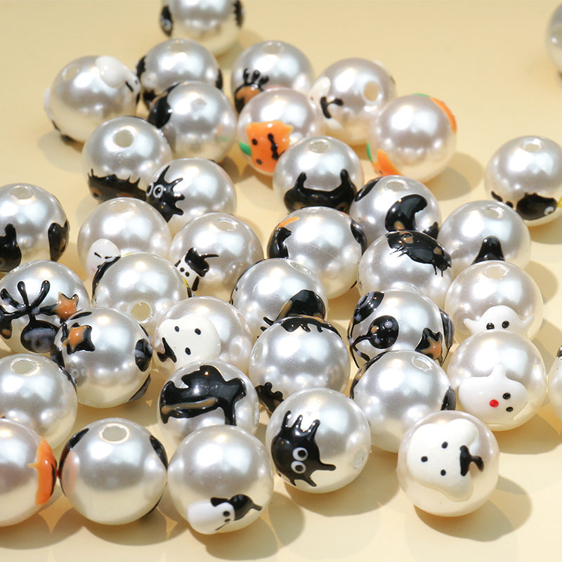 Wholesale Halloween Hand Painted Imitation Pearl ABS String Beads